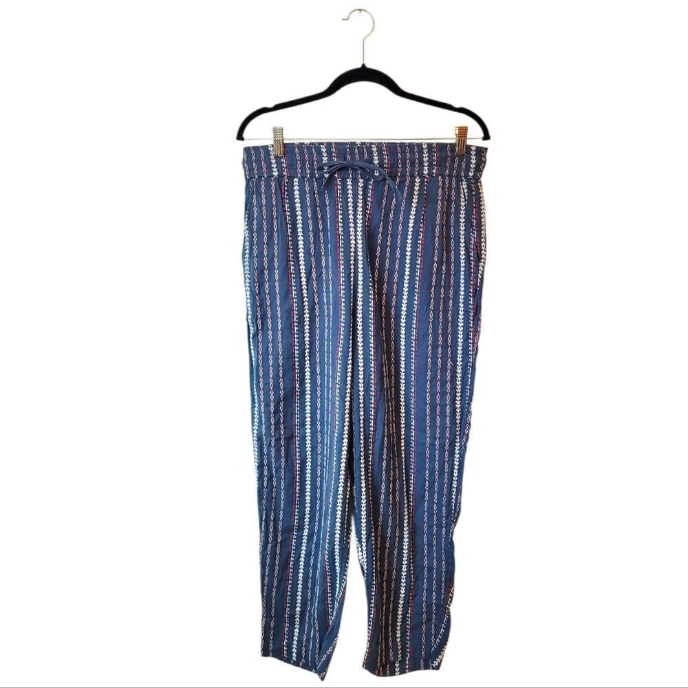 Sundance Women's Navy Blue Embroidered Cotton Pants Size M